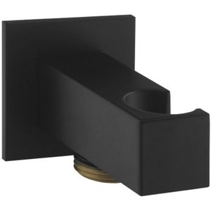 Sapho vierkante handdouchehouder met aansluiting 5x5cm mat zwart