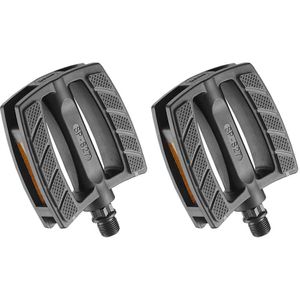 Union pedalen SP-827 alu zwart op krt Mooie brede pedalen.