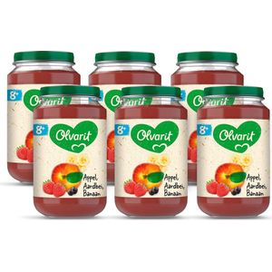 Olvarit Fruithapje 8+ Maanden – Appel Aardbei Banaan – 6 x 200g