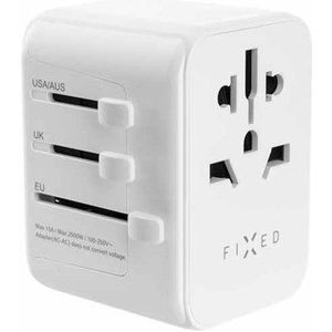 FIXED - Voyager Wereld reisadapter - 30W snellader - 1xUSB-C 2xUSB-A, GaN technologie, wit