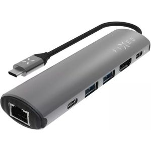 FIXED - HUB Pro - Docking Station - Space Gray - Aluminium - 6 Poorten - 4K HDMI