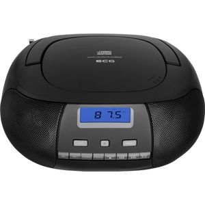 ECG CDR 500 Black CD-radio - CD, CD-R/RW; MP3; FM-radio; 20 tuner-voorkeuze; LCD-display; klok (in stand stand-by); AUX-ingang; hoofdtelefoonuitgang zwart