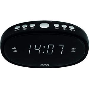 ECG RB 010 zwarte wekker; FM-tuner; 10 voorkeuze; digitale klok/wekker; wekken door radio/wekker; functie opgeheven wektijd; uitschakeltimer, zwart