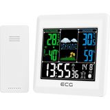ECG ECG MS 300 Multifunctioneel weerstation met draadloze buitensensor, weersvoorspelling voor 1 dag, thermometer, hygrometer, binnen en buiten (kleurendisplay), wit