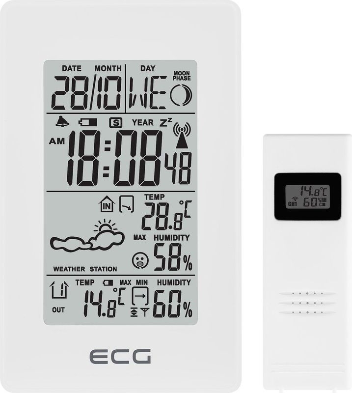 ECG - MS 100 - Weerstation - Zwart-wit - LCD-display - Draadloze Sensor