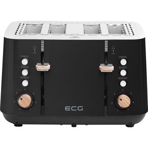 ECG - ST 4768 - Toaster - Zwart - Roestvrijstaal - Houten Elementen