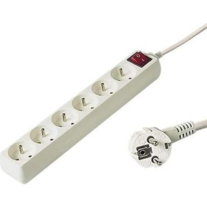 PremiumCord PP6K-02 power uitbreiding 2 m 6 AC-uitgang(en) wit - stekkerdoos (2 m, 6 AC-uitgang(en), type E/F, wit, 250 V, 10 A)