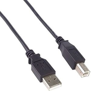 PremiumCord High Speed USB 2.0 Kabel M/M 0,5 m, A stekker naar B-stekker, USB-verbindingskabel voor scanners enz. Dubbel afgeschermd, AWG28, kleur zwart, lengte 0,5 m