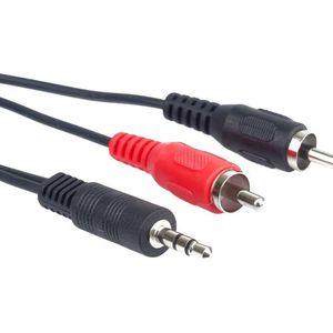 PremiumCord Klinke auf Cinch Y Kabel 2m, Klinkenstecker 3,5mm auf 2x Cinch RCA Stecker, Jack zu RCA, Stereo Audio, Für Digitalkamera, TV, Handys, MP3, HiFi, Farbe schwarz