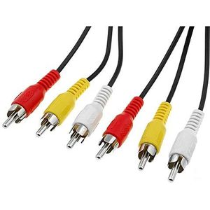 PremiumCord Cinch-kabel 2 m, 3x RCA stekker naar 3x RCA RCA-stekker, audio-video-verbindingskabel, stereo, voor tv, mobiele telefoons, MP3, HiFi, kleur zwart, kjackcmm3-2, 2 m