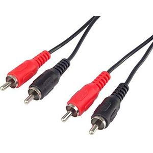 PremiumCord Cinch-kabel 2 m, 2x RCA stekker naar 2x RCA stekker, audio video verbindingskabel, stereo, voor tv, mobiele telefoons, MP3, HiFi, kleur zwart, kjackcmm2-2