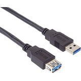 PremiumCord USB 3.0 verlengkabel, SuperSpeed datakabel tot 5 Gbit/s, oplaadkabel, USB 3.0 type A bus naar stekker, 9-polig, 3 afschermingen, kleur zwart, lengte 3 m
