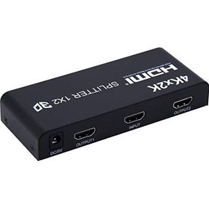 PremiumCord HDMI 4K splitter 1-2 poorten met voeding, metalen behuizing, 4Kx2K videoresolutie 2160p UHD, Full HD 1080p 60Hz, 3D, HDCP, zwart