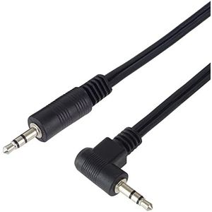 PremiumCord kjackmm1-90 Jack kabel 1 m, jack plug 3,5 mm, stereo jack stekker op stekker 90°, Aux headset audio aansluitkabel, voor TV mobiele telefoons MP3 HiFi, afgeschermd, zwart