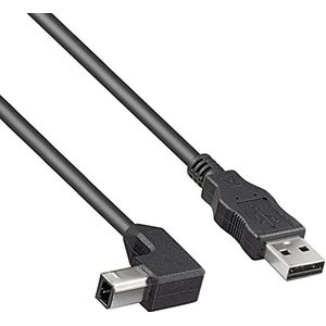 PremiumCord USB 2.0 High Speed kabel M/M 3m, A-stekker naar B-stekker 90°, USB-verbindingskabel voor scanner enz., dubbel afgeschermd, AWG28, kleur zwart, lengte 3 m, ku2ab3-90