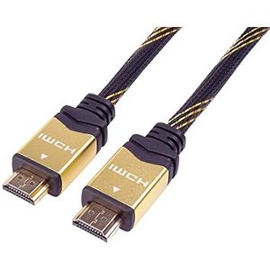 PremiumCord Câble HDMI 2.0b 4K haute vitesse M/M 18 Gbps avec Ethernet, compatible avec vidéo 4K @ 60 Hz, Deep Color, 3D, ARC, HDR, 3 blindés, connecteurs plaqués or, noir et or, 5 m