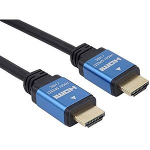 PremiumCord 4K HDMI 2.0b High Speed kabel M/M 18Gbps met Ethernet, compatibel met video 4K @60Hz, Deep Color, 3D, Arc, HDR, Dolby TrueHD, vergulde contacten, zwart en blauw, 2 m