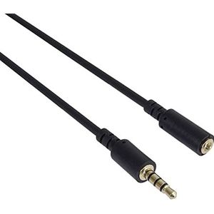 PremiumCord jackkabel 3,5 mm 4-polig, voor audio- en spraakoverdracht, maakt het gebruik van een microfoon, Aux headset audio verlengkabel, M/F, lengte 1 m