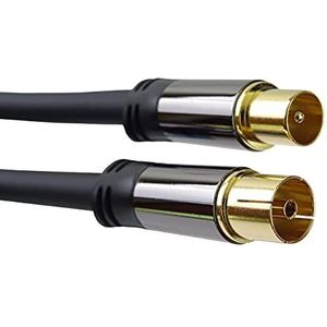 PremiumCord HQ-verbindingskabel van de tv-antenne, M/F, 75 Ohm (135 dB), 4x afgeschermd, metalen connector, lengte 3 m