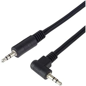 PremiumCord Jack kabel 5m, jack 3,5mm, stereo Jack stekker naar stekker 90°, Aux headset audio verbindingskabel, voor TV mobiele telefoons MP3 HiFi, afgeschermd, kleur zwart