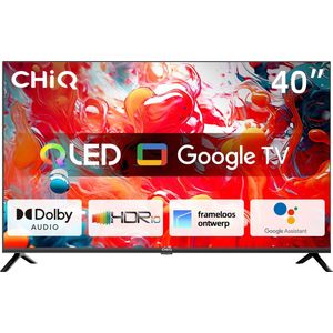 CHIQ TV L40QH7G 40 inch QLED TV, HDR10, frameloos design, Google TV, Google Assistant, Chromecast HDR10 en HLG, Quad-Core A55 CPU, WLAN, DBX-tv, Triple Tuner (DVB-T2/C/S2)