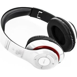 GoGen BT hoofdtelefoon HBTM-41BR (wit/rood) (Geen ruisonderdrukking, 6 h, Draadloze), Koptelefoon, Wit