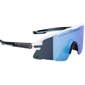 FORCE AMBIENT - Fietsbril - Sportbril - Zonnebril - Racefiets - Mountainbike - Hardloop - Triatlon - Wit Montuur - Blauw Lens