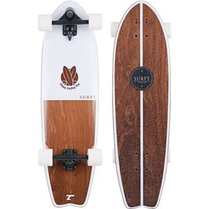 longboard Surfy 82,5 x 23,5 cm wit/bruin