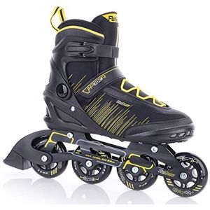 FUNACTIVE Inliner heren Peer 3, inlineskates zwart-geel, verstelbare rolschaatsen, rollerblades maat 38