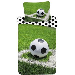 Dekbedovertrek - Voetbal - Groen - Katoen - 140x200 cm + 70x90 cm