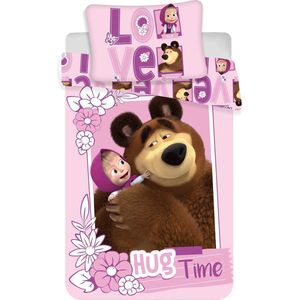 Masha en de Beer BABY Dekbedovertrek Love - 100 x 135 cm - Katoen