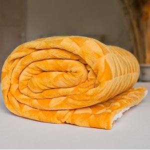 Sweet Home - Sherpa Fleece Plaid - Geel - Polyester - 150 x 200 cm