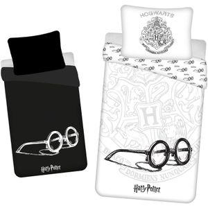 Harry Potter Dekbedovertrek Glow in the Dark Bril - Eenpersoons - 140 x 200 cm - Katoen