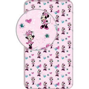 Disney Minnie Mouse Hoeslaken Flowers - Eenpersoons - 90 x 190/200cm - Katoen