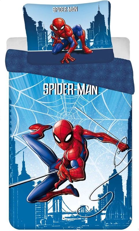 Spider-Man - Dekbedovertrek - Blauw - Katoen - 140x200 + 1 sloop 70x90