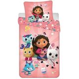 Dreamworks - Gabby's Dollhouse - Kinderbedding - Multi - 100% Katoen - Dons 140 x 200 cm + Kussen 70 x 90 cm