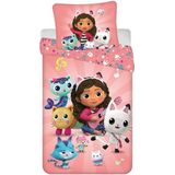 Dreamworks - Gabby's Dollhouse - Kinderbedding - Multi - 100% Katoen - Dons 140 x 200 cm + Kussen 70 x 90 cm