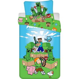 Minecraft - Kinderbeddengoedset - Blauw - 100% Katoen - Complete Set