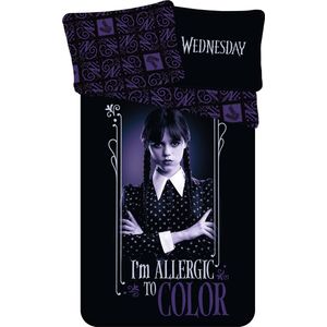 Wednesday Dekbedovertrek, Allergic to Color - 1-persoons - 140 x 200 + 70 x 90 cm - Katoen