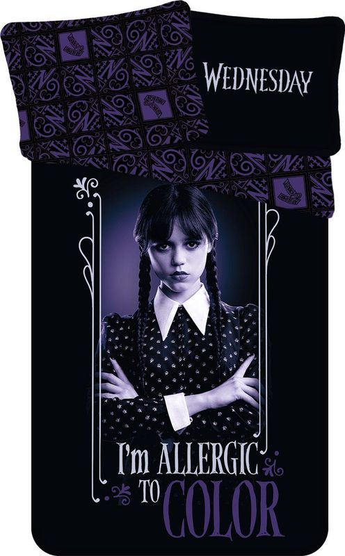 Wednesday Dekbedovertrek, Allergic to Color - 1-persoons - 140 x 200 + 70 x 90 cm - Katoen