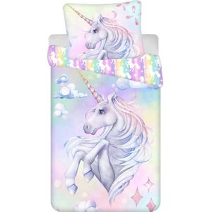 Unicorn - Dekbedovertrek - Roze - Katoen - Inclusief Kussensloop
