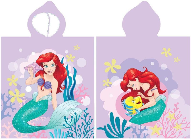 Disney - De Kleine Zeemeermin - Poncho - Roze - 50 x 115 cm - Katoen