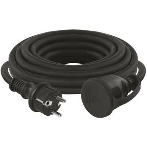 EMOS - IP44 verlengkabel 30 m - 1 geaarde stekker - waterdicht, slagvast, temperatuur- en oliebestendig - 230 V, 16 A, 3680 W - rubberen isolatie - H07RN-F3G 1,5 mm2 - voor buitengebruik - zwart
