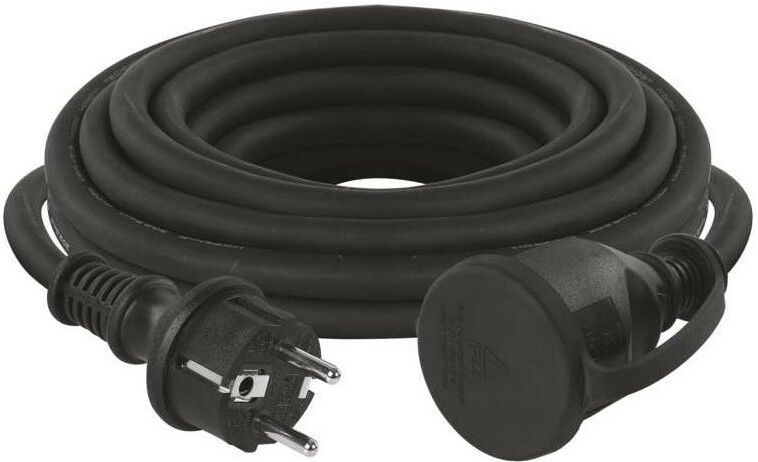 EMOS - IP44 verlengkabel 30 m - 1 geaarde stekker - waterdicht, slagvast, temperatuur- en oliebestendig - 230 V, 16 A, 3680 W - rubberen isolatie - H07RN-F3G 1,5 mm2 - voor buitengebruik - zwart