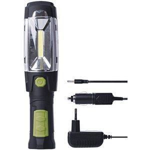 EMOS COB LED werklamp/werkplaatslamp met magneet en haak, 40 uur brandduur, lichtstroom 160 lumen, 20 m lichtbereik, werkt op batterijen, zwart, groen, 24,5 x 5,5 x 40,5 cm, P4518