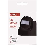 Emos - Bewegingsmelder - Zwart - PIR-sensor - IP44 - 1200W - 12 meter bereik