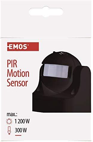 Emos - Bewegingsmelder - Zwart - PIR-sensor - IP44 - 1200W - 12 meter bereik