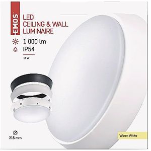 EMOS LED-wandlamp en plafondlamp met verwisselbaar frame, rond, IP54 waterdicht 14 W buitenlamp voor balkon, kelder, garage, outdoor 1000 lm, warm wit 3000 K, 21,5 cm ZM3130