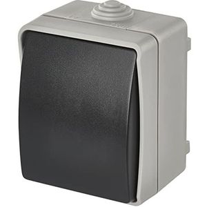 EMOS Waterdichte kruisschakelaar met wip, kleur: grijs/zwart, 250 V/10 AX kunststof, opbouwmontage, beschermingsklasse IP54 voor buiten