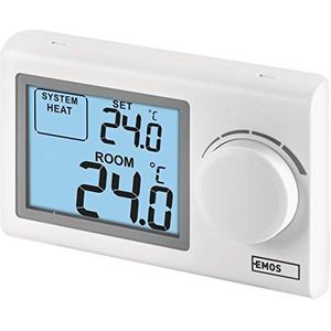 Digitale EMOS ruimtethermostaat, handbediende wandthermostaat voor verwarmings- en koelsystemen, thermostaat/ruimtetemperatuurregelaar voor mechanische regeling, bekabeld voor opbouwmontage